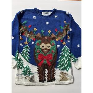 Vintage Hand Knitted Christmas Sweater size M